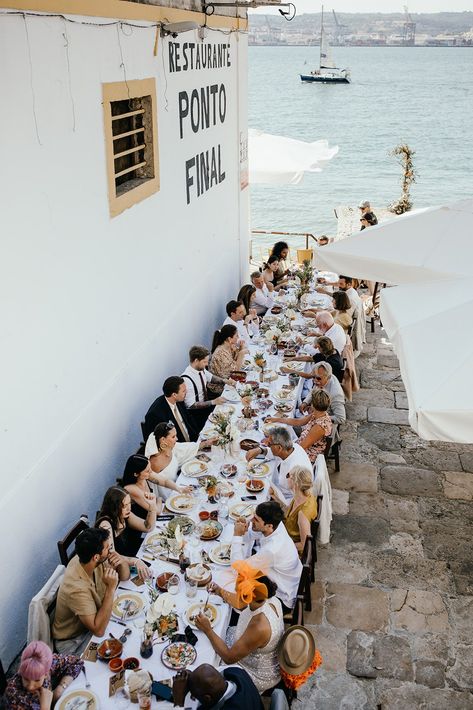 A Sunny Destination Wedding in Lisbon: Carly + Tom's Real Wedding Portugal Destination Wedding, Weddings In Portugal, Portuguese Wedding, Lisbon Wedding, Riverside Wedding, Riverside Weddings, Anti Bride, Seaside Garden, Family Presents