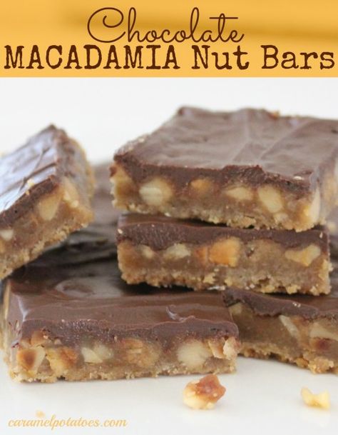 Macadamia Nut Recipes, Macadamia Nut Cookies Recipe, Nut Dessert, Nut Bars, Macadamia Nut Cookies, Chocolate Macadamia, Nut Bar, Nut Recipes, Chocolate Delight