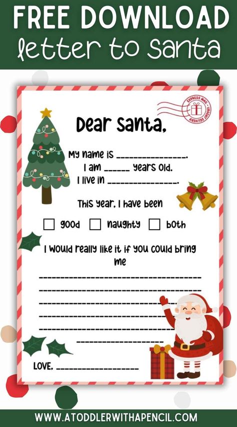 Christmas Letter to Santa Diy Santa Letter To Kid, Letters To Santa Station, Letters To Santa Free Printable, Santa Letters To Kids Free Printable, Letters To Santa Template, Santa Letter Template Free Printable, Letter To Santa Free Printable, Write To Santa, Christmas Fundraiser