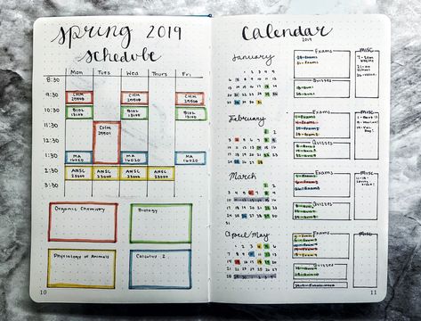 #bulletjournal #schedule #school #plan #planning #bujo #bulletjournalinspo #Schooltips #journal #semestercalendar #calendar #classes #college Bujo Work Schedule, Bujo School Spreads, Bullet Journal Class Schedule, Class Schedule Bullet Journal, Bujo Schedule, Semester Schedule, Dot Journaling, Schedule School, 2024 Journal