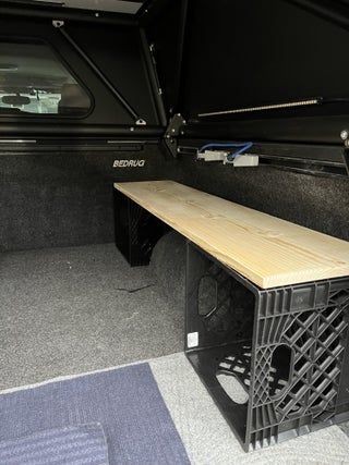 Tacoma Truck Camping Set Up, Truck Camping Organization, Back Of Truck Camping, Truck Bed Camping Ideas, Camping In A Truck Bed, Camper Shell Camping Truck Bed, Truck Shell Camping, Suv Car Camping Setup, Truck Topper Camping Ideas