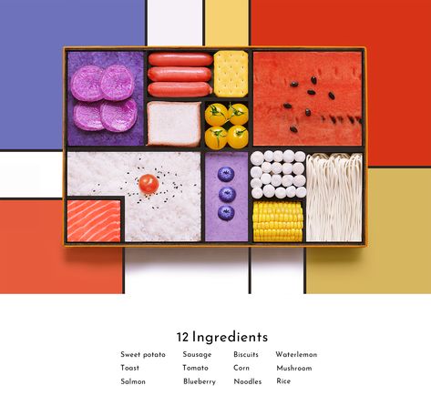 bento box on Behance De Stijl, Grid Graphic Design, Heathy Eats, Summer Lunches, Photography Website Templates, Still Life Artists, Inspiration Images, Pizza Box, Photography Templates