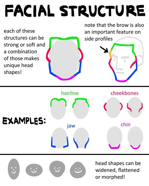 Side Profile Reference Realistic, Cheekbones Drawing Reference, Faces Shapes Drawing, Unique Features For Ocs, How To Draw Cheekbones, Realistic Head Drawing Reference, Drawing Different Face Shapes, Face Shapes Art, Head Drawing Realistic