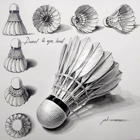 Pencil Drawing Tutorial. Badminton Drawing, Side Face Drawing, Pencil Drawing Tutorial, Structural Drawing, Design Sketching, Perspective Drawing Lessons, Pencil Drawing Tutorials, Realistic Pencil Drawings, Nature Art Drawings