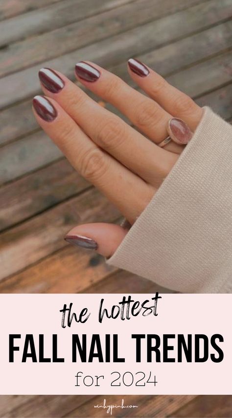 This post is all about the hottest Fall Nail Trends for 2024. From luxurious and velvety to timeless and chic. There is lots of nail inspo here for your next fall manicure. Neutral Nail Color With Design, Nail Color Trends For Fall 2024, Fall Beach Nails 2024, October 2024 Nail Trends, Fall 2025 Nails, Fall Nails Wedding Guest, Nails With Rust Color Dress, Sns Fall Nail Colors 2024, Fall2024 Nails