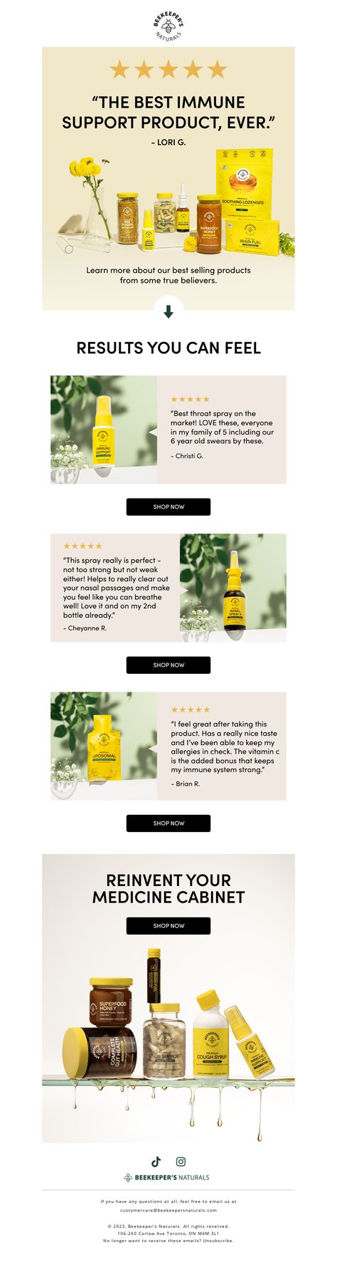 Testimonials Email Design, Testimonial Email Design, Email Marketing Template Design, Email Layout, Throat Spray, Email Ideas, Email Newsletter Template, Email Marketing Template, Email Design Inspiration