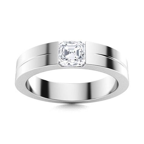 Certified 0.40 Carat Real Lab Created CVD Diamond Men's Band 950 Platinum 5.5 MM Dimond Ring, Ring With Emerald, Lab Created Diamond Rings, Black Gold Ring, Cvd Diamond, Vs Diamond, Asscher Cut, Men's Jewelry Rings, Silver Engagement Rings