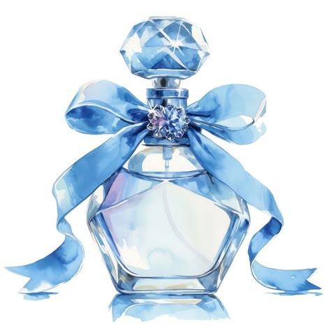 Blue coquette perfume bottle illustration watercolor ribbon. | free image by rawpixel.com / Sasi Aesthetic Perfume Bottles, Perfume Art Painting, Perfume Bottle Illustration, Coquette Perfume, Digital Stickers Aesthetic, Blue Bullet Journal, Perfume Drawing, Aesthetic Scrapbook Ideas, Perfume Illustration