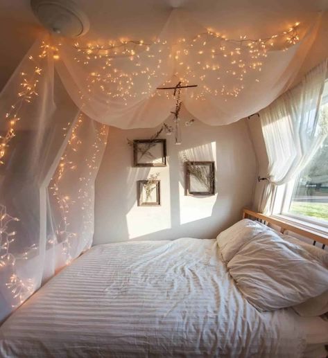 Bedroom Balcony, Trendy Bedroom, Canopy Bed, Trendy Home, Beautiful Bedrooms, Bedroom Lighting, Cozy Bedroom, Apartment Therapy