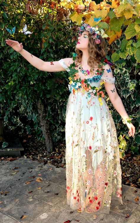 mother nature, earth goddess, forest sprite, garden fairy, flower princess, bohemian, butterflies Nature Halloween Costume, Mother Nature Halloween, Nature Costume, Spring Costume, Mother Nature Costume, Garden Fairy Costume, Fairy Costume Women, Adult Fairy Costume, Fairy Costume Diy