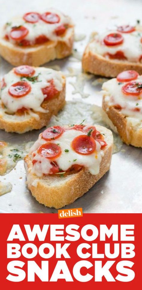 30+ Best Book Club Snacks-Food Ideas For Book Clubs—Delish.com Book Club Menu, Book Club Snacks, Book Club Food, Drink Recipe Book, Appetizers Easy Finger Food, Finger Foods Easy, Diet Vegetarian, Healthy Work Snacks, Snacks For Work