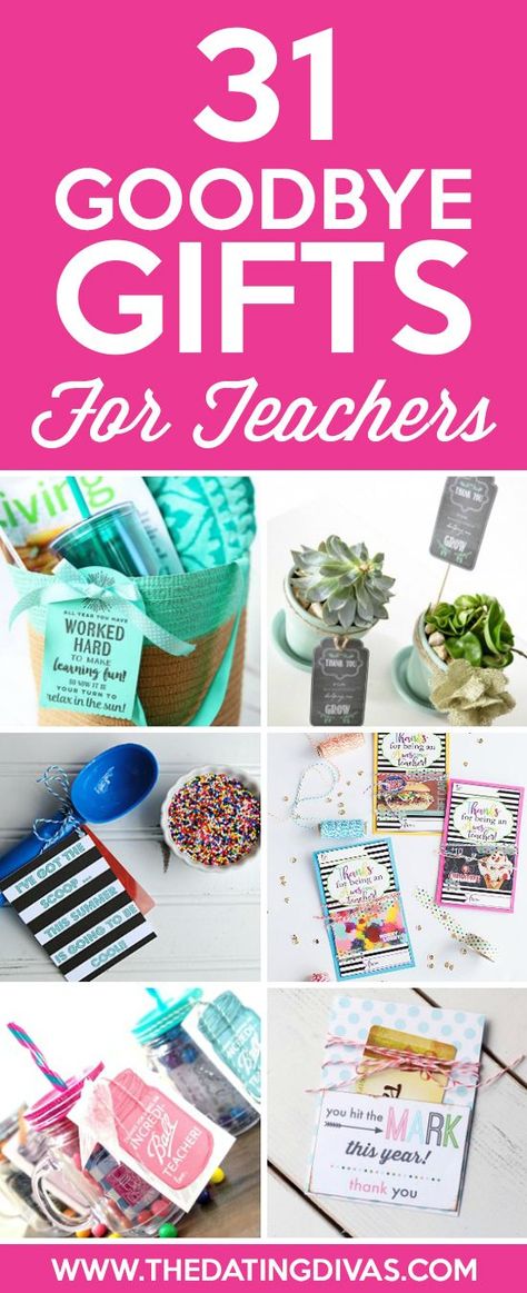 Creative, Cheap, and Easy Goodbye Gifts for Teachers from http://www.TheDatingDivas.com Farewell Party Ideas For Teacher, Gifts For Daycare Provider, Teacher Gifts From Classroom, Goodbye Teacher, Goodbye Gifts For Coworkers, Daycare Provider Gifts, Daycare Gifts, Handmade Teacher Gifts, Daycare Teacher Gifts