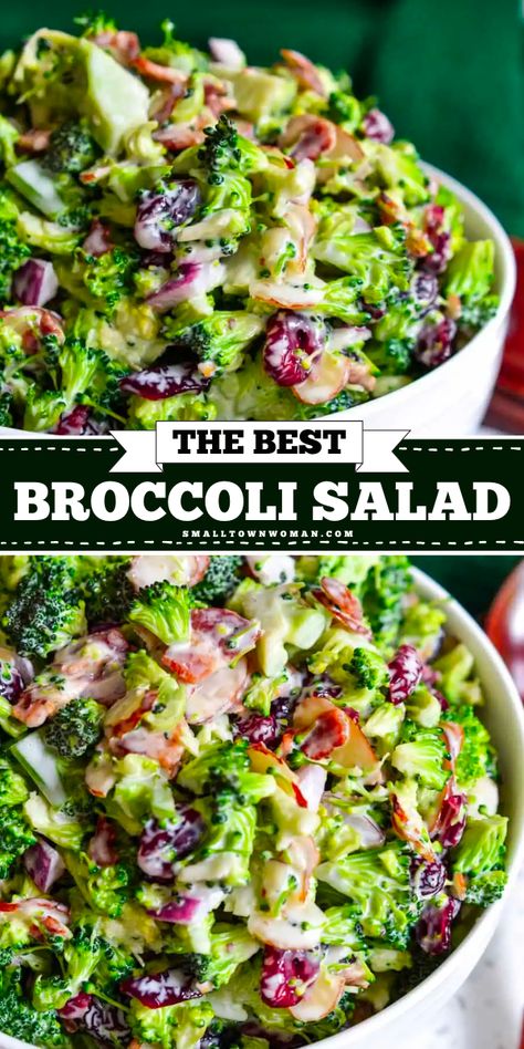 This Broccoli Salad is an Easter side dish recipe made with fresh broccoli, smoked bacon, red onion, and sliced almonds in a slightly sweet mayo base. This salad recipe is also a great addition to your Spring salad ideas! Essen, Family Friendly Salads, No Fridge Lunch Ideas, Precooked Bacon, Broccoli Salads, Best Broccoli Salad, Easter Side Dishes Recipes, Salad Macaroni, The Best Broccoli