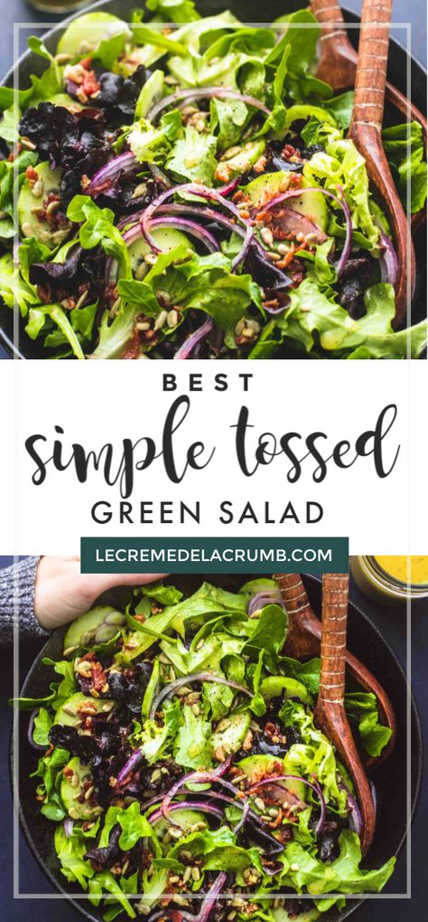 Green Salad Recipes Healthy, Tossed Green Salad, Salad Simple, Salads For A Crowd, Side Salad Recipes, Green Salad Recipes, Salad Mixed Greens, Warm Salad, Simple Green Salad