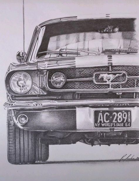 Mustang Car, Cars Design, Car Drawing, Luxurious Cars, Car Drawings, Amazing Cars, A Drawing, Mustang, Black And White