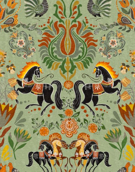 Luxurious modern wallpaper by Romanian design company, MINDTHEGAP, is now available at The Pattern Collective Show Horses, Christian Lacroix, Beautiful Symbols, Mind The Gap, Horse Show, Modern Wallpaper, Green Wallpaper, Textured Wallpaper, Traditional Wallpaper