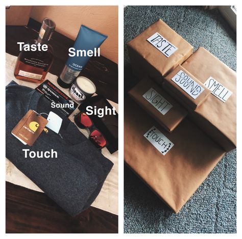 Sight Smell Taste Touch Gift Ideas, The 5 Senses Gift Ideas, Gifts For Smell Sense For Him, All My Senses Gift Ideas For Him, Senses Gifts For Boyfriend, 5 Senses Gift For Boyfriend Christmas, Sight Sound Taste Touch Gifts, Taste Touch Sight Sound Smell Gift Ideas For Him, Mens 5 Senses Gift Ideas