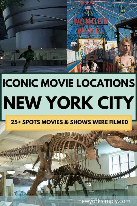 New York Movies List, Famous Spots In Nyc, Movies In New York, Nyc Movie Locations, New York Movie Locations, Nyc Movies, New York Movies, Nyc Adventures, Movie Place