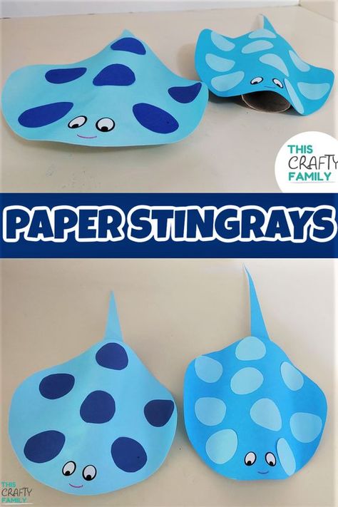 Paper Stingray Craft, Marine Life Crafts Preschool, Water Animal Craft, Under The Sea Projects For Kids, Sea Animals Art And Craft, Sea Animal Theme Preschool, Stingray Activities For Preschool, Under Sea Crafts For Kids, Sea Life Dramatic Play