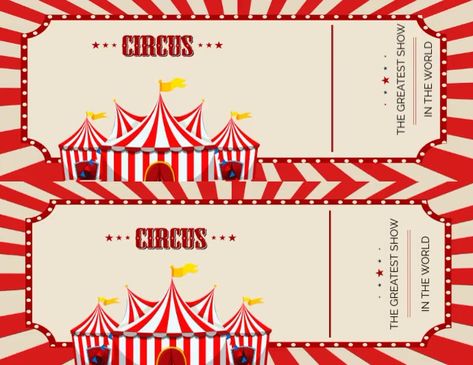 Circus Tickets Circus Flyer, Free Circus Printables, Carnival Ticket, Circus Ticket Booth, Circus Ticket, Circus Tickets Printable Free, Carnival Theme Poster, Circus Tickets Template, Carnival Party Tickets