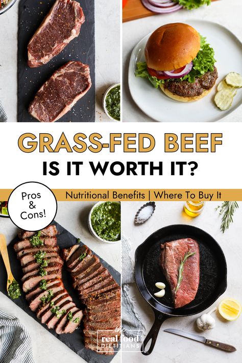 You’ve likely heard that grass-fed beef is the highest quality beef you can eat. But if you’re not sure about the benefits of grass-fed beef, you’ll learn all about it in this informative post. You’ll also learn about how grass-fed cattle is raised, what science has to say about grass-fed beef nutrition, what grass-fed beef tastes like, and answers to the FAQ people have about it. Dietitian Recipes, Grocery Haul, Angus Beef, High Quality Protein, Beef Tenderloin, Beef Cuts, Ribeye Steak, Food Board, Grass Fed Beef