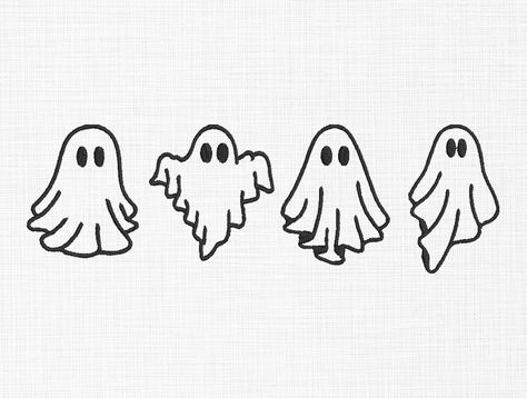 Out Line Art Design, Easy Halloween Embroidery, Halloween Embroidery Ideas, Halloween Design Illustration, Anti Hero Ghost, Glitch Embroidery, Halloween Whiteboard, Simple Ghost Drawing, Simple Halloween Designs