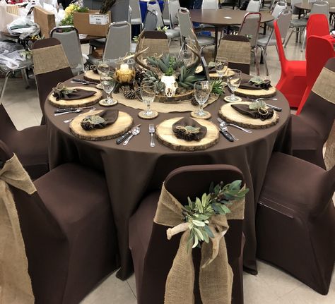 Camo Table Decorations, Hunting Theme Table Centerpieces, Hunting Theme Party For Men, Hunting Table Decorations, Hunting Table Decor, Senior Serve Table Themes, Senior Serve Table Ideas, Senior Serve Table, Wild Game Dinner Decorations