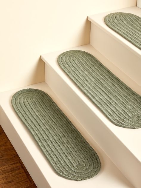 Stair Tread Covers, Carpet Treads, Carpet Tape, Stair Tread Rugs, Stair Tread, Basement Stairs, Basement Makeover, Painted Stairs, Wooden Stairs