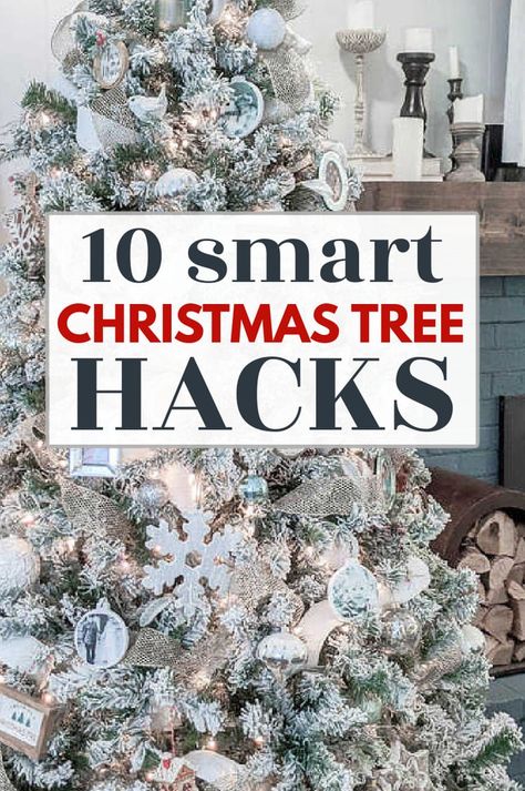 Natal, Christmas Tree Hacks, Tree Ideas Christmas, Christmas Tree Decorating Tips, Woodland Christmas Tree, Christmas Tree Storage, Christmas Tree Decorating Themes, Pencil Christmas Tree, Flocked Christmas Trees