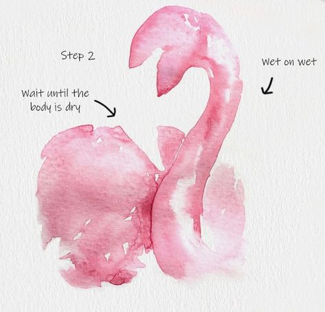 Watercolor Tutorial Step By Step, Beginners Watercolour, Watercolor Step By Step, Flamingo Watercolor, Flamingo Art Print, Flamingo Painting, Step By Step Watercolor, Watercolor Tutorial, Watercolor Paintings For Beginners