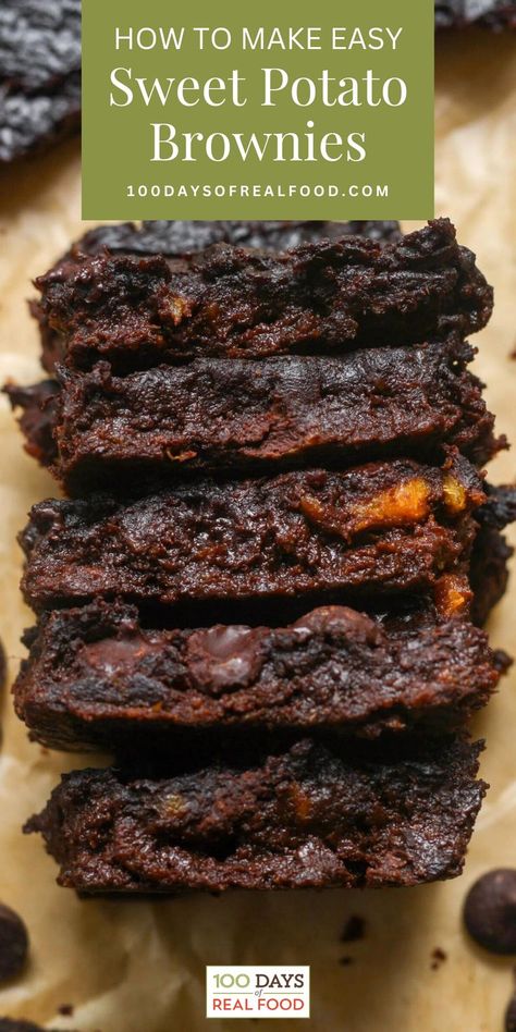 Guilt-Free Easy Sweet Potato Brownies Recipe! These are fudgy, chocolate, and chewy! These Vegan Sweet Potato Brownies are healthy and addictive. The best Sweet Potato Brownie Recipe and it is also gluten-free, dairy-free, egg-free, and contains no refined sugar! This sweet treat is made with optional chocolate chips and just 4-ingredients. Try this hidden veggies dessert recipe for kids. Sweet Potato Brownie Recipe, Vegan Sweet Potato Brownies, Best Sweet Potato, Potato Brownies, Easy Sweet Potato, Sweet Potato Brownies, Recipe For Kids, Hidden Veggies, Vegan Sweet Potato