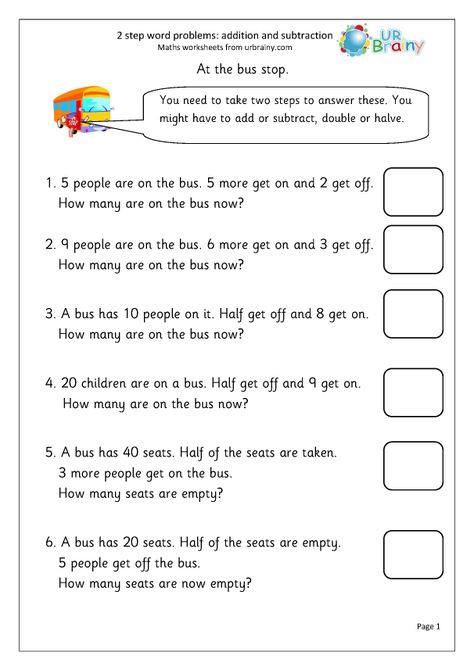 2-step word problems (1) - Addition Year 2 (aged 6-7) by URBrainy.com Year 2 Maths Worksheets, Printable Math Games, Mental Maths Worksheets, Multiplication Word Problems, Addition Words, Addition Word Problems, Mathematics Worksheets, Subtraction Word Problems, Tricky Words