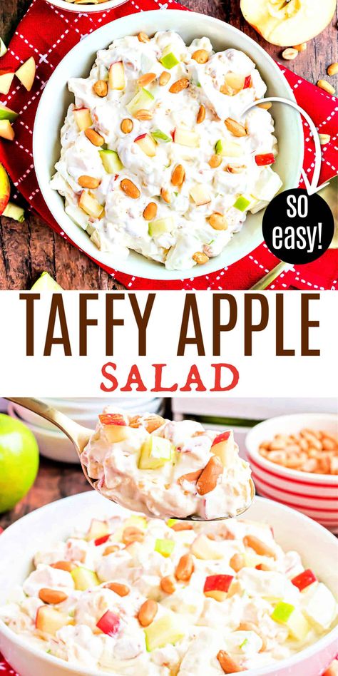 Taffy Apple Salad Recipe, Pineapple Whipped Cream, Pineapple Salad Recipes, Taffy Apple Salad, Apple Salad Recipe, Snicker Apple Salad, Taffy Apple, Sweet Salads, Summer Desserts Easy Healthy