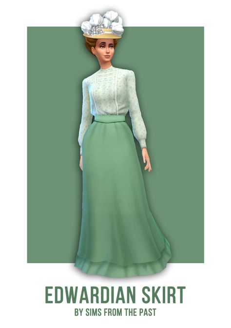 Sims 4 Edwardian, Sims Historical, Edwardian Skirt, Sims 4 Historical Cc, Sims 4 Historical, Sims Download, Victorian Skirt, Sims 4 Decades Challenge, Sims 4 Challenges