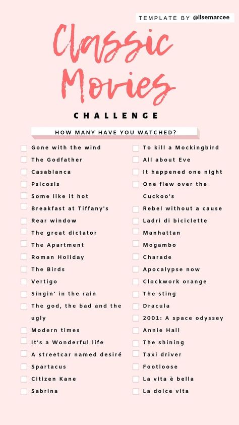 Classic Movies List, Netflix Movie List, Movie Challenge, Romcom Movies, Movies To Watch Teenagers, Movie Hacks, Netflix Movies To Watch, Girly Movies, Great Movies To Watch