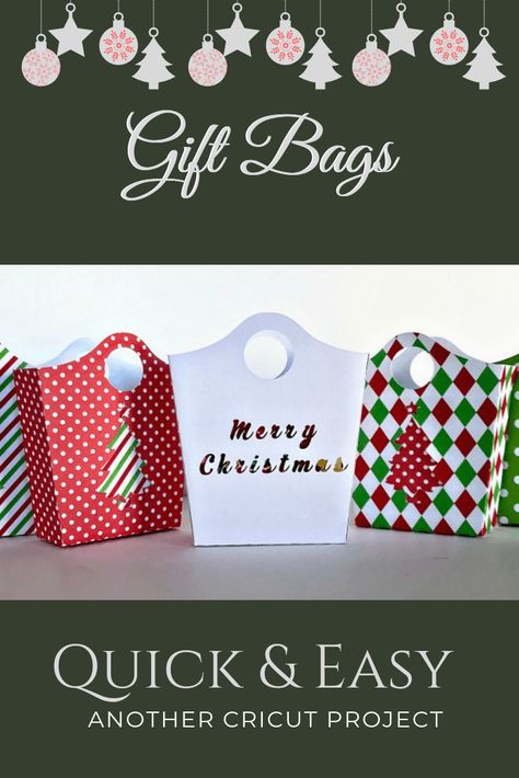 Cricut Project - Quick Small Gift Bags | Pattern Paradise How To Make Small Gift Bags Out Of Paper, Gift Bag Svg Free, Paper Gift Bag Template, Cricut Wrapping Ideas, Cricut Gift Bags Template, Cricut Gift Bags, Cricut Gift Boxes, Cricut Holiday Projects, Gift Bag Decorating Ideas