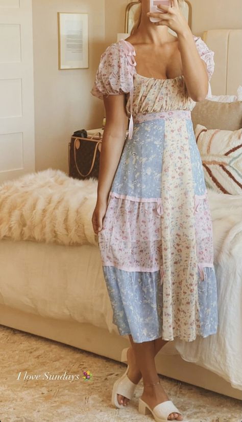 Cottage Core Skirt Outfit, Spring Cottagecore Outfits, Sundress Modest, Spring Church Outfits, Mass Outfit, Dainty Dresses, Meeting Outfit, Lulus Dress, Church Outfits