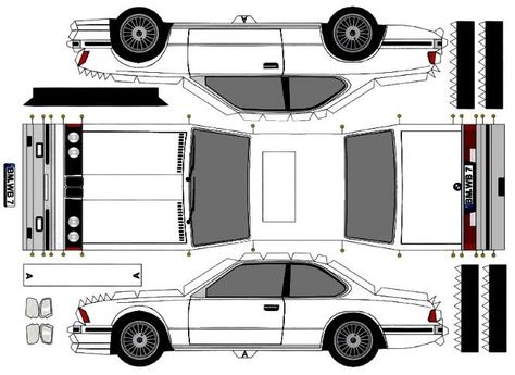 PAPERMAU: Easy-To-Build 1982`s BMW Alpina WB7 Paper Model - by JMV Car Drawing Easy, Bmw 635 Csi, Bmw 635, Car Papercraft, Paper Model Car, 3d Templates, Cardboard Car, Origami Diagrams, Paper Car