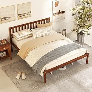 Platform Bed Frame With Headboard, High Headboard, Wooden Bed Frame, Wood Platform Bed Frame, Full Size Platform Bed, Queen Size Platform Bed, Bed Frame With Headboard, Platform Design, Full Bed Frame