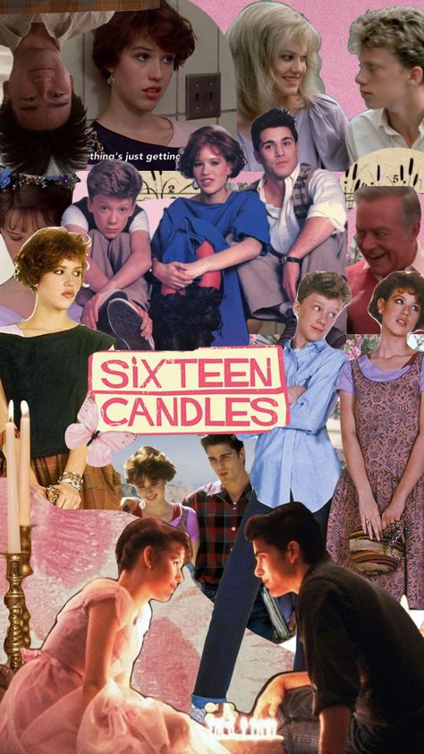 Sixteen Candles Wallpaper, Sweet Sixteen Poster Ideas, 16 Candles Costume, 16 Candles Movie, Sixteen Candles Movie, John Hughes Movies, Romcom Movies, Movie Collage, 16 Candles