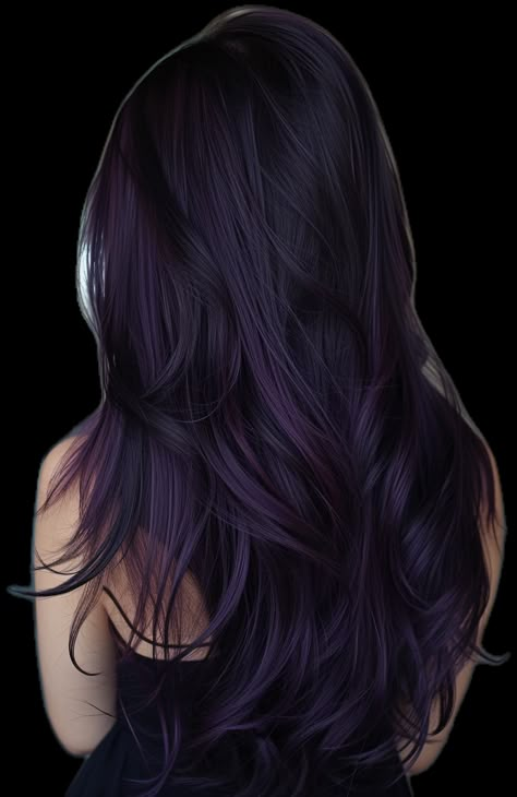 Peekaboo Purple Hair, Purple Hair And Black, Midnight Purple Hair, Violet Black Hair, Purple Peekaboo Hair, Two Tone Hair Color, Midnight Hair, Purple Black Hair, Purple Hair Ideas