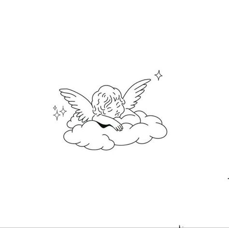 angel tattoo #drawingideas #sketch #drawingbase #drawingbodyposes #drawing Heaven Doodle, Cherub Angel Drawing, Sleeping Angel Tattoo, Cherub Outline, Angel Drawing Sketches, Angel Drawings, Angel Sketch, Angel Flying, Angel Illustration