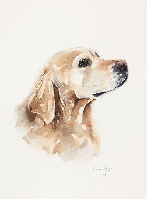 Dog Watercolor Painting Simple, Watercolour Dog Easy, Dogs Watercolor Paintings, Dog Watercolour Painting, Dog Watercolor Painting Easy, Golden Retriever Painting Easy, Watercolor Golden Retriever, How To Draw A Dog, Watercolour Dogs