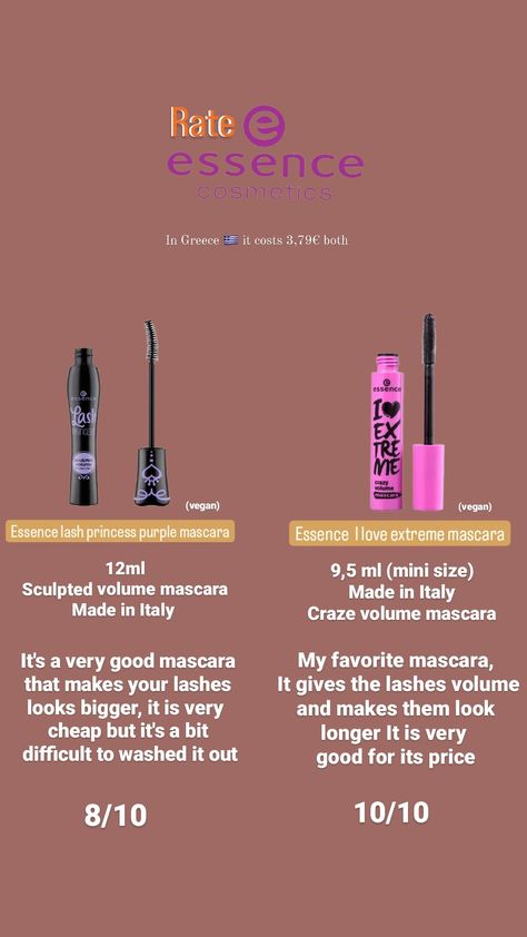 It's my opinion 💕 Best Essence Mascara, Essence Mascara, Essence Products, Purple Mascara, Essence Cosmetics, Best Mascara, Make Up Inspo, Volume Mascara, My Opinions