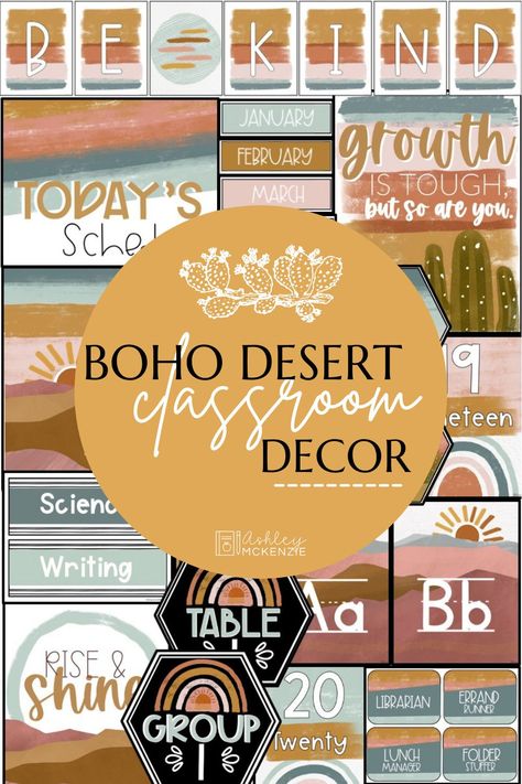 Colorful Boho Classroom, Terracotta Classroom, Bohemian Classroom Theme, Boho Western Classroom, Peaceful Classroom, Boho Western Classroom Theme, Earth Tone Classroom Decor, Maroon Classroom Decor, Desert Classroom Decoration Ideas