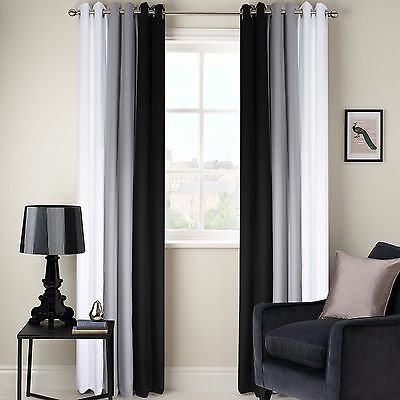 160GSM EYELET CURTAINS. ON ALL CURTAINS, TIE BACKS & CUSHIONS! ONLY AVAILABLE AT TREND CURTAINS. These stylish curtains will add a simple yet unique and elegant touch to any room. All curtains have a 1" hem at the top/bottom & on the vertical sides to give a. Black Curtains Living Room, Grey Curtains Living Room, White Curtains Living Room, Plain Curtains, Eyelet Curtains, Stylish Curtains, Living Room Lounge, Grey Curtains, Black Curtains