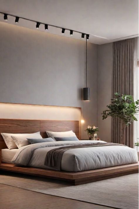 Zen-inspired minimalist bedroom with cozy touches Master Bedrooms Low Bed, Wooden Bed Decor Bedroom, Low Bed Frame Bedroom Ideas, Master Bedrooms Decor Wooden Bed, Low Beds Bedroom, Bedroom Ideas Wooden Bed, Darker Bedroom, Minimalist Bedroom Design Ideas, Bedroom Minimalist Ideas