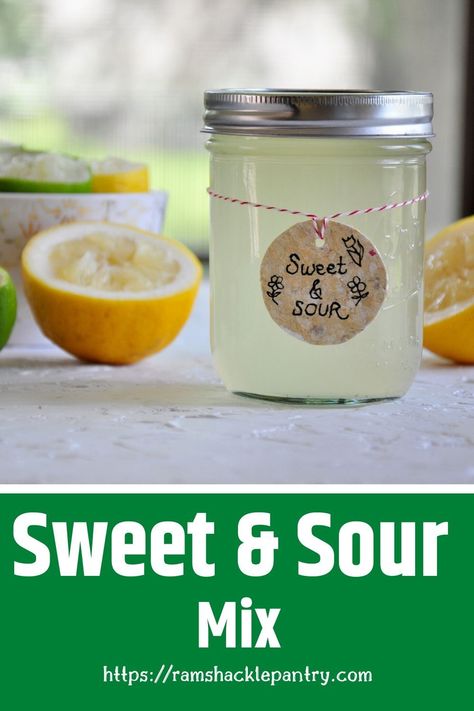 This Classic and Simple Homemade Sweet and Sour recipe is such a great and tasty way to make some great home cocktails. Forget that store stuff. Level up your drink game with this great from-scratch Sweet and Sour mix. Sweet And Sour Mix Recipe, Homemade Sweet And Sour Mix, Sour Mix Recipe, Homemade Sour Mix, Sweet And Sour Recipes, Sour Drink, Pantry Recipes, Coctails Recipes, Sour Foods