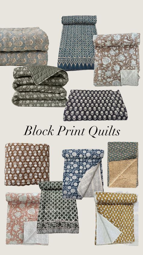 Flora Block Print Quilt - Silver … curated on LTK Floral Block Print, Block Print Quilt, Printed Quilt, Block Print, Floral, Silver