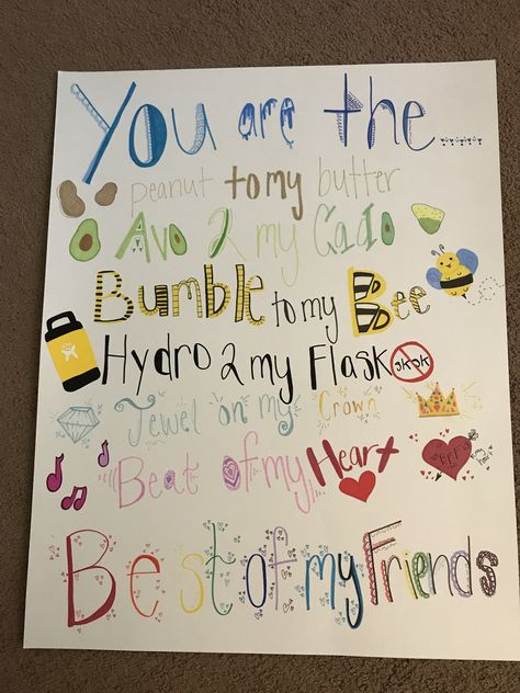 Best Friends Poster Ideas, Valentines Poster Ideas For Best Friend, Best Friend Poster Ideas Birthday, Friend Poster Ideas, Best Friend Poster Ideas, Birthday Poster Ideas For Friends, Birthday Poster Board, Best Friend Canvas, Friend Poster